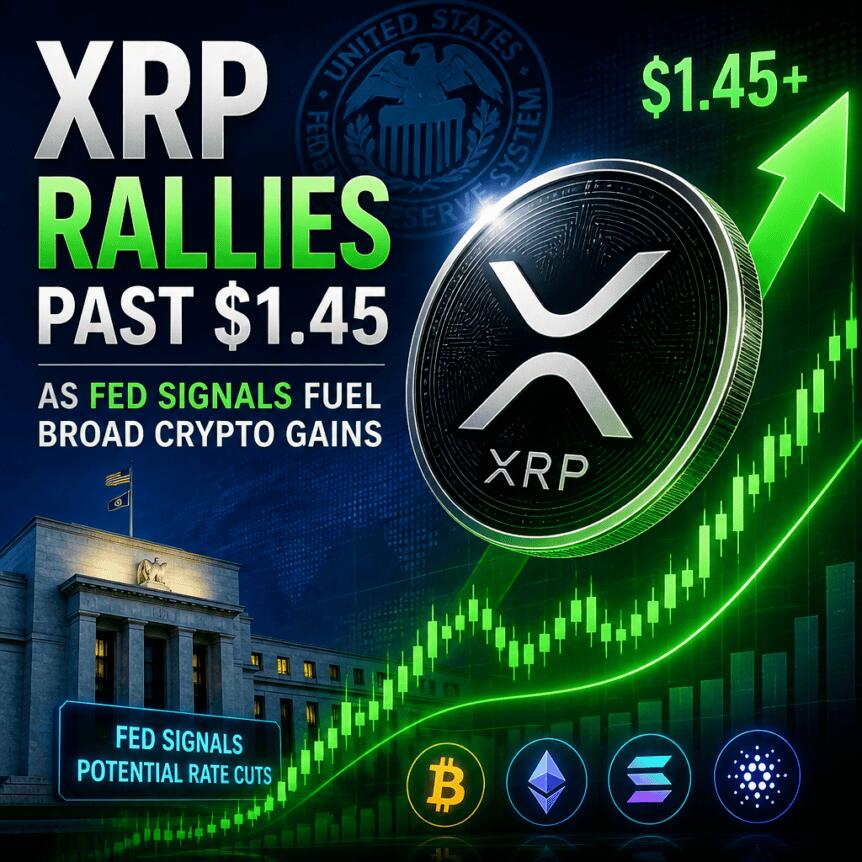Xrp Rallies Past $1.45 As Fed Signals Fuel Broad Crypto Gains Xrp Rallies Past 1 45 As Fed Signals Fuel Broad Crypto Gains