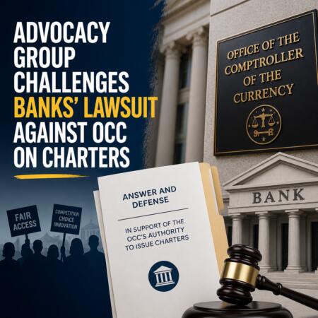 Advocacy Group Challenges Banksโ Lawsuit Against OCC on Charters Advocacy Group Challenges Banksโ Lawsuit Against Occ On Charters