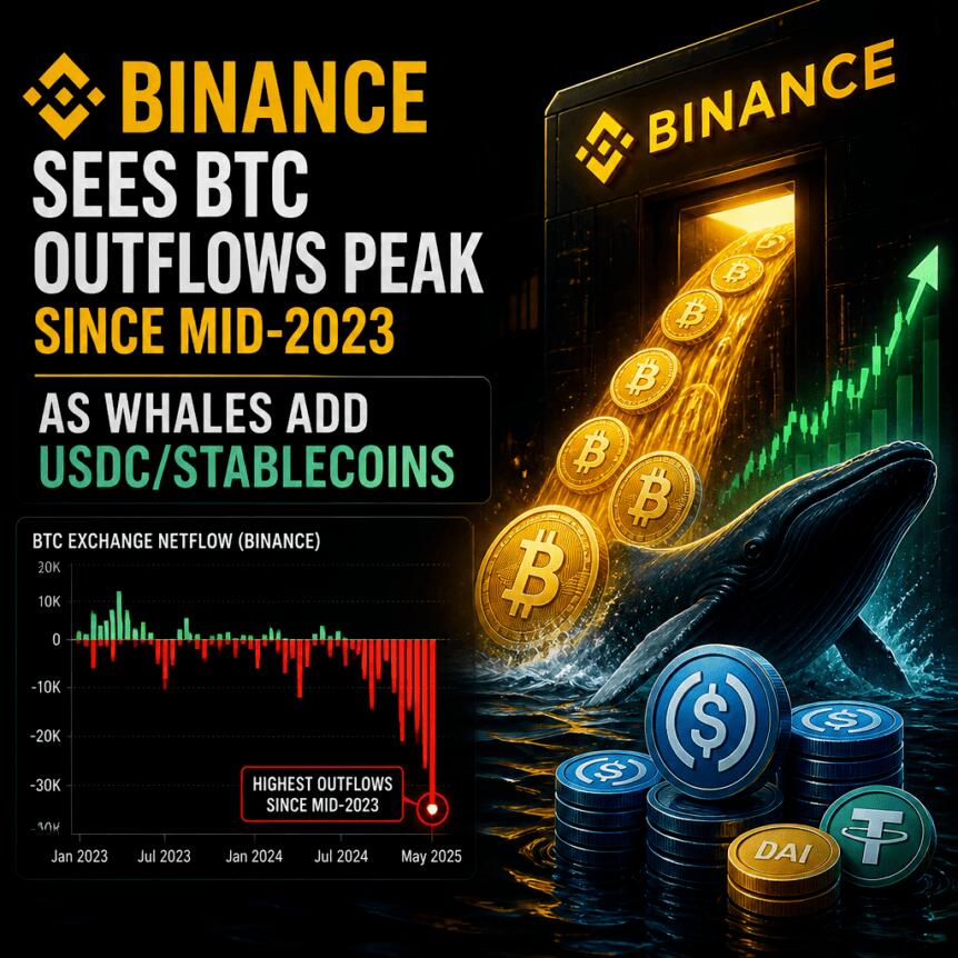 Binance Sees BTC Outflows Peak Since Mid-2023 as Whales Add USDC/Stablecoins Binance Sees Btc Outflows Peak Since Mid-2023 As Whales Add Usdc/stablecoins
