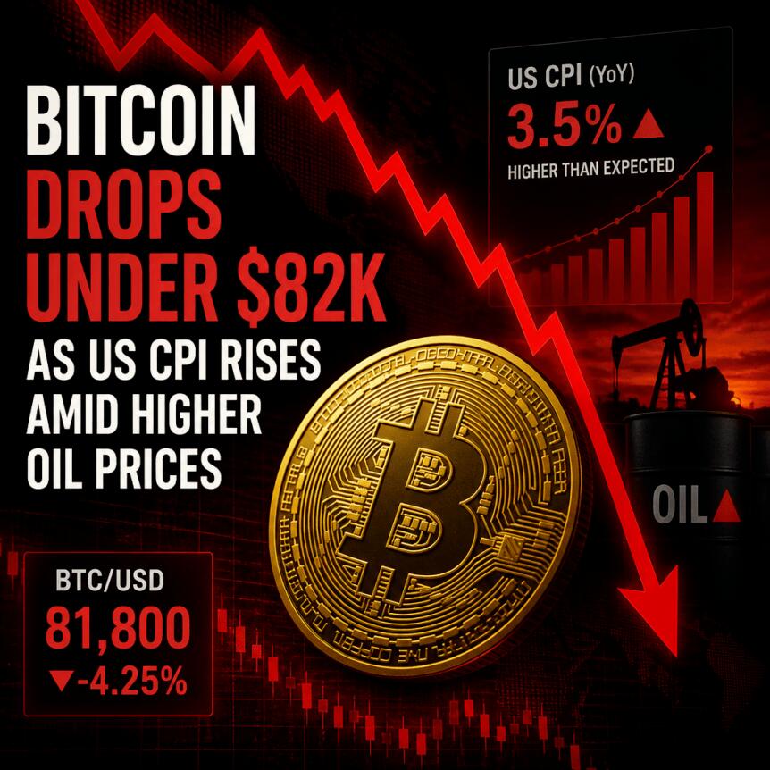 Bitcoin Drops Under $82k As Us Cpi Rises Amid Higher Oil Prices