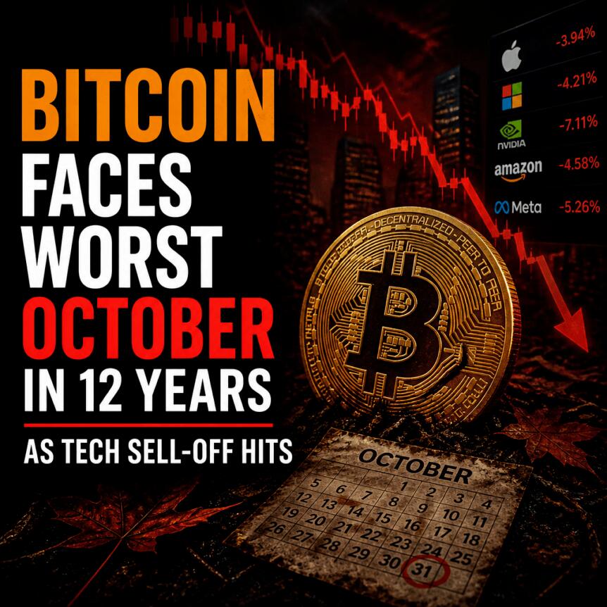 Bitcoin Faces Worst October In 12 Years As Tech Sell-Off Hits