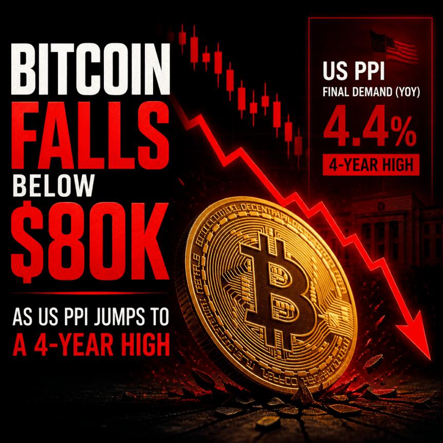Bitcoin Falls Below $80K as US PPI Jumps to a 4-Year High Bitcoin Falls Below $80k As Us Ppi Jumps To A 4-Year High