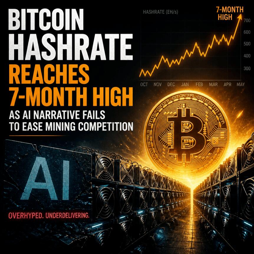 Bitcoin Hashrate Reaches 7-Month High as AI Narrative Fails to Ease Mining Competition Bitcoin Hashrate Reaches 7-Month High As Ai Narrative Fails To Ease Mining Competition