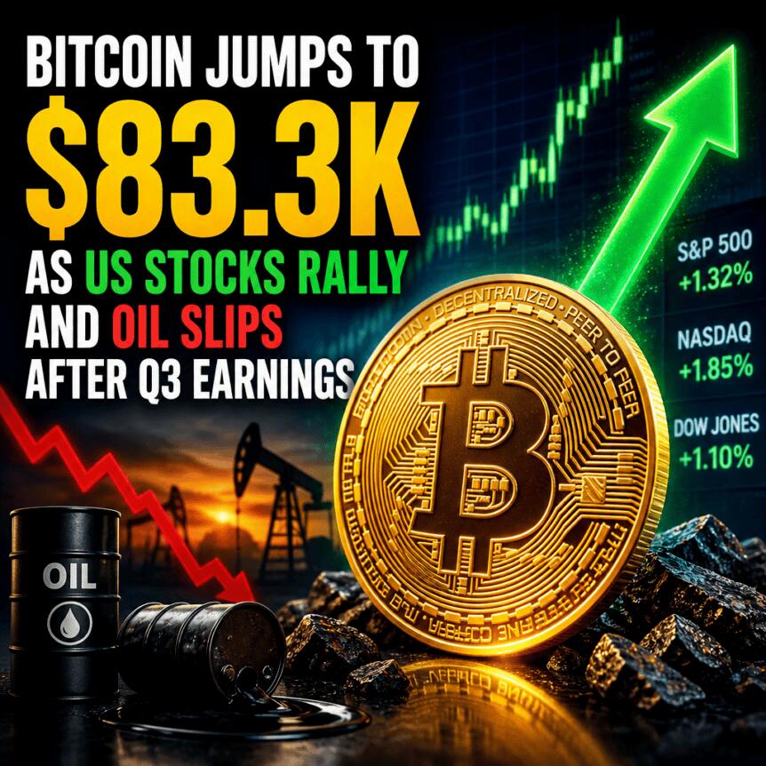 Bitcoin Jumps To $83.3k As Us Stocks Rally And Oil Slips After Q3 Earnings