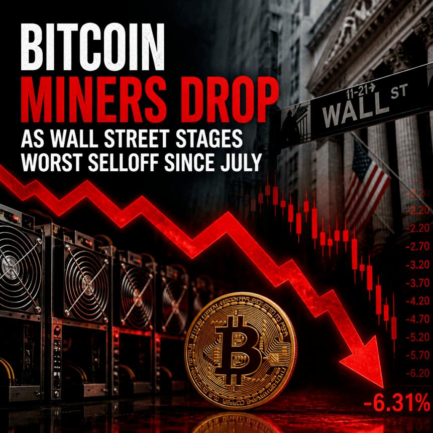 Bitcoin Miners Drop as Wall Street Stages Worst Selloff Since July Bitcoin Miners Drop As Wall Street Stages Worst Selloff Since July