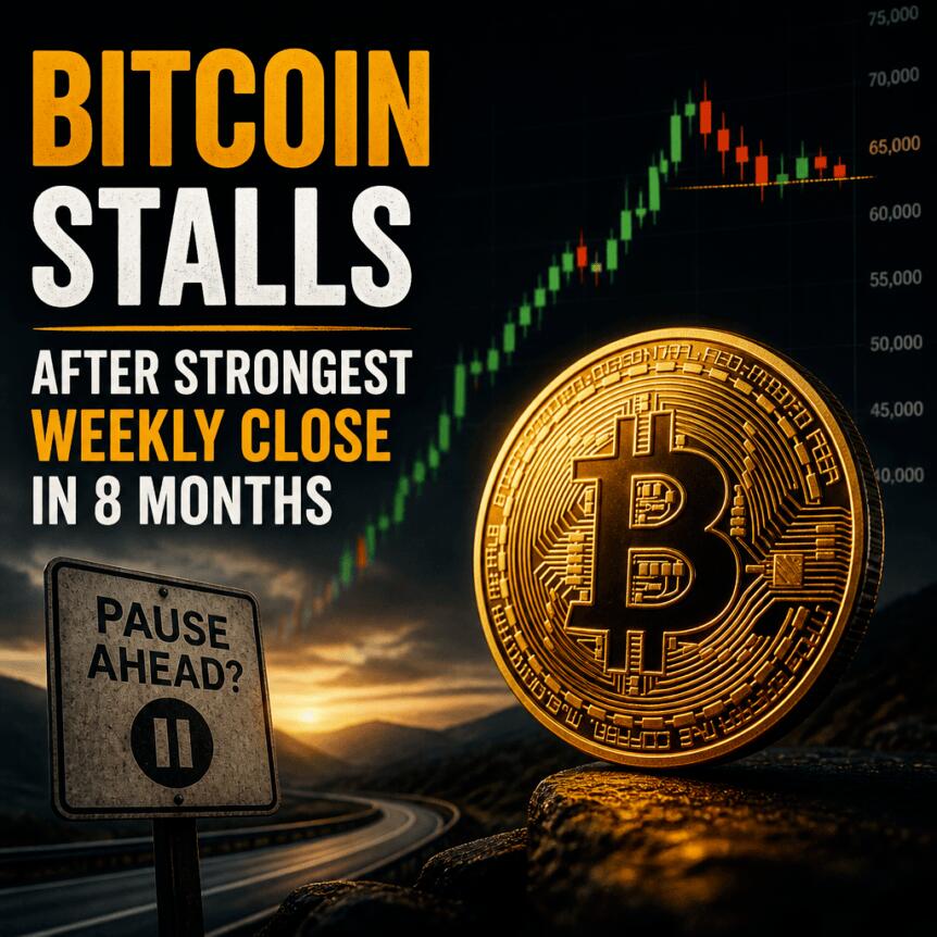 Bitcoin Stalls After Strongest Weekly Close in 8 Months Bitcoin Stalls After Strongest Weekly Close In 8 Months