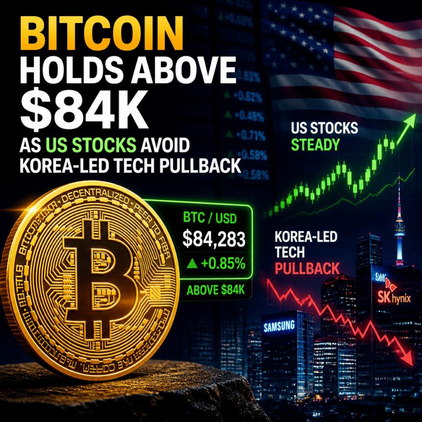 Bitcoin holds above $84K as US stocks avoid Korea-led tech pullback Bitcoin Holds Above $84k As Us Stocks Avoid Korea-Led Tech Pullback