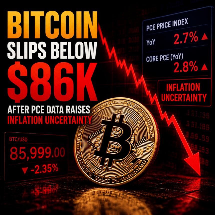 Bitcoin Slips Below $86k After Pce Data Raises Inflation Uncertainty