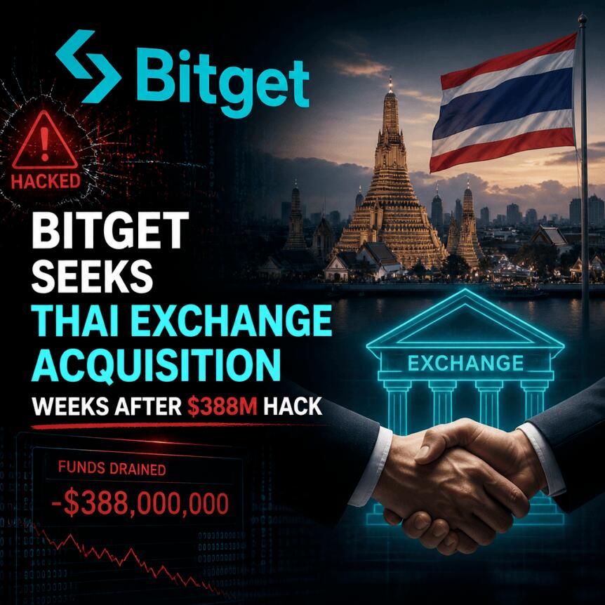 Bitget Seeks Thai Exchange Acquisition Weeks After $388M Hack