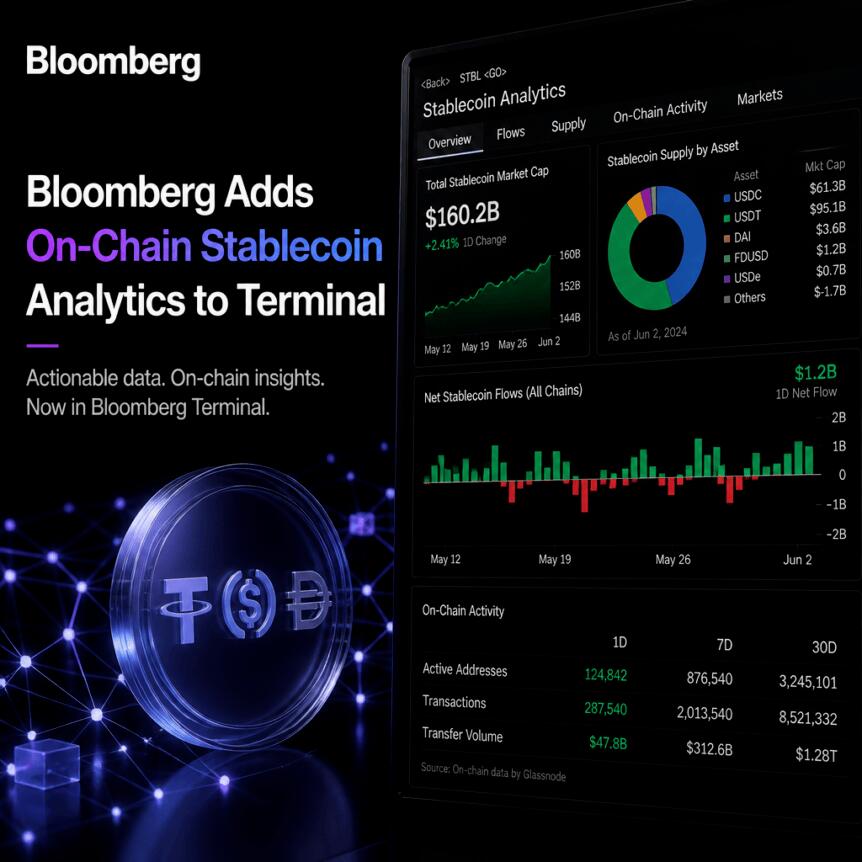 Bloomberg Adds On-Chain Stablecoin Analytics to Terminal