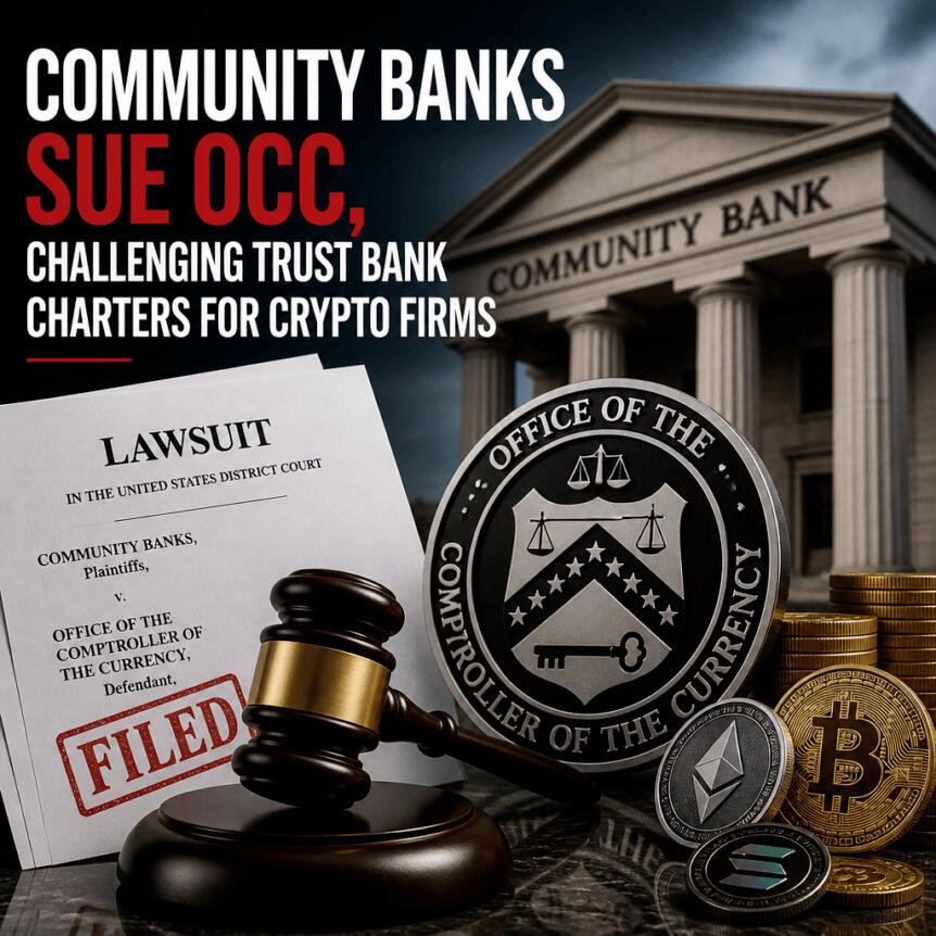 Community Banks Sue OCC, Challenging Trust Bank Charters for Crypto Firms Community Banks Sue Occ, Challenging Trust Bank Charters For Crypto Firms