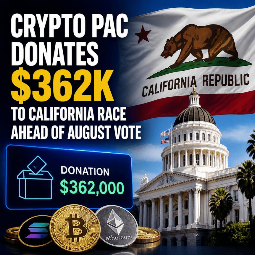 Crypto PAC Donates $362K to California Race Ahead of August Vote