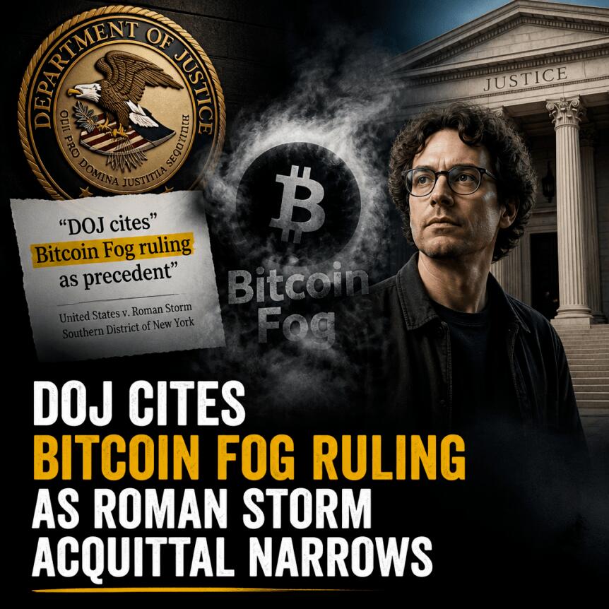 DOJ cites Bitcoin Fog ruling as Roman Storm acquittal narrows Doj Cites Bitcoin Fog Ruling As Roman Storm Acquittal Narrows
