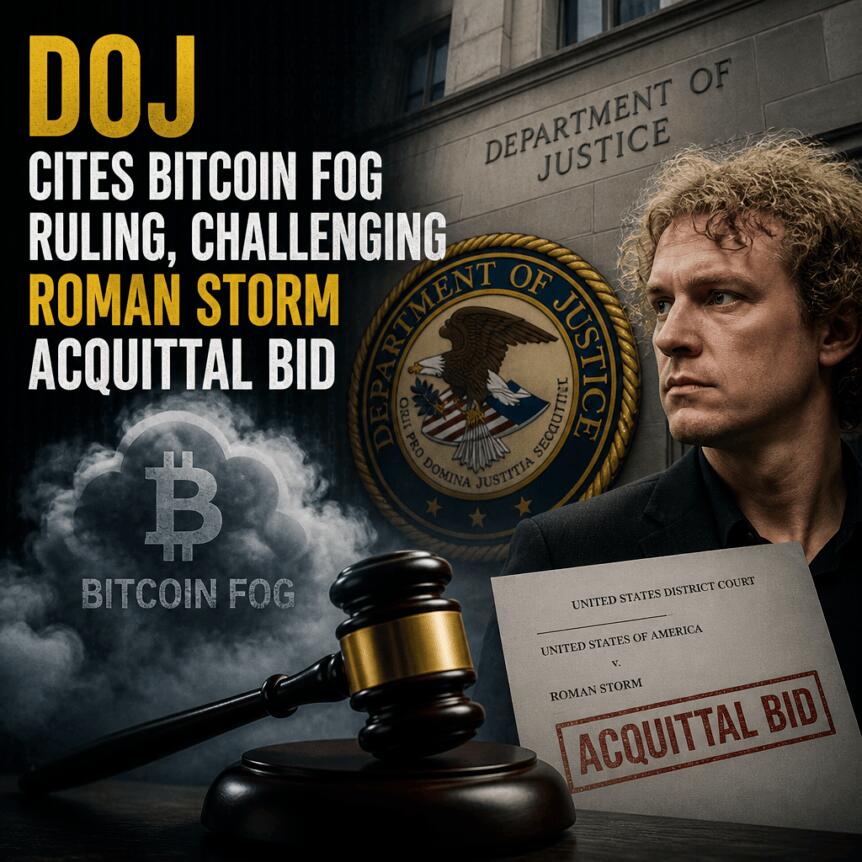 DOJ cites Bitcoin Fog ruling, challenging Roman Storm acquittal bid Doj Cites Bitcoin Fog Ruling, Challenging Roman Storm Acquittal Bid