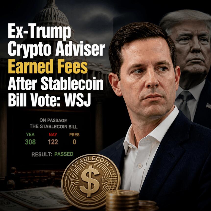 Ex-Trump Crypto Adviser Earned Fees After Stablecoin Bill Vote: WSJ Ex-Trump Crypto Adviser Earned Fees After Stablecoin Bill Vote: Wsj