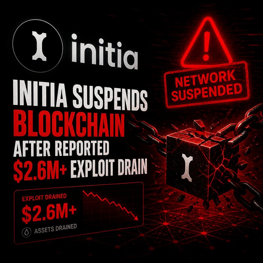 Initia Suspends Blockchain After Reported $2.6M+ Exploit Drain Initia Suspends Blockchain After Reported $2.6m+ Exploit Drain