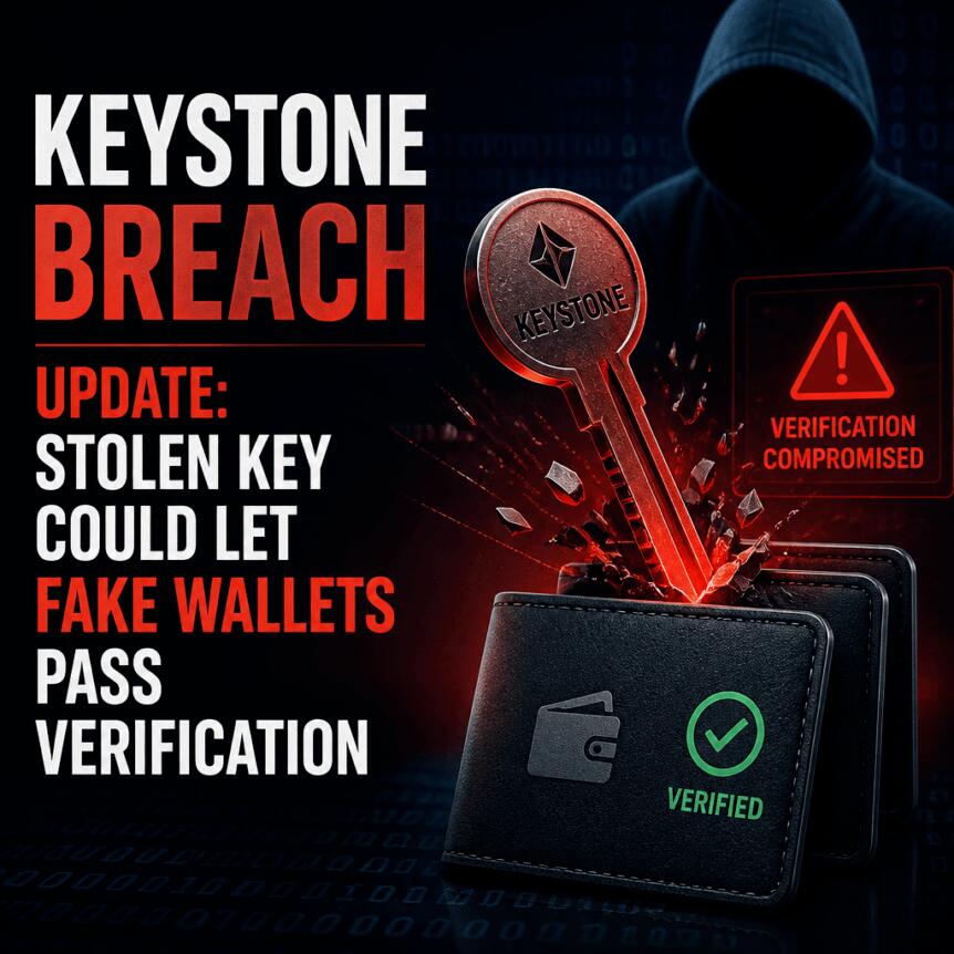 Keystone Breach Update: Stolen Key Could Let Fake Wallets Pass Verification Keystone Breach Update: Stolen Key Could Let Fake Wallets Pass Verification