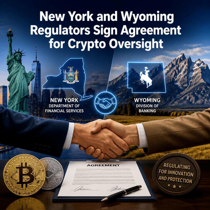 New York and Wyoming Regulators Sign Agreement for Crypto Oversight New York And Wyoming Regulators Sign Agreement For Crypto Oversight