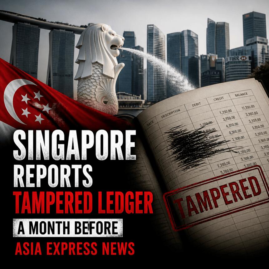 Singapore Reports Tampered Ledger a Month Before Asia Express News Singapore Reports Tampered Ledger A Month Before Asia Express News