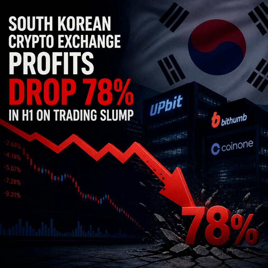 South Korean Crypto Exchange Profits Drop 78% in H1 on Trading Slump South Korean Crypto Exchange Profits Drop 78% In H1 On Trading Slump