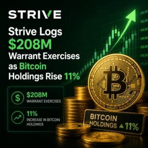 Strive Logs $208M Warrant Exercises as Bitcoin Holdings Rise 11% Strive Logs $208m Warrant Exercises As Bitcoin Holdings Rise 11%