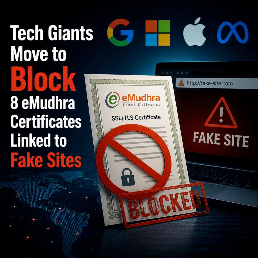 Tech Giants Move to Block 8 eMudhra Certificates Linked to Fake Sites Tech Giants Move To Block 8 Emudhra Certificates Linked To Fake Sites