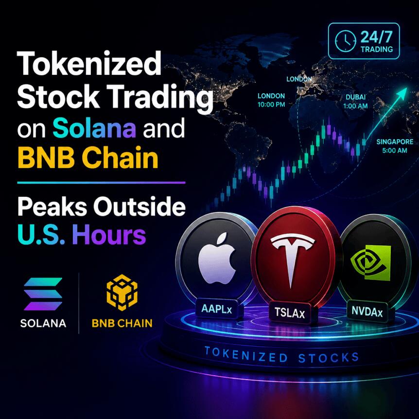 Tokenized Stock Trading on Solana and BNB Chain Peaks Outside U.S. Hours Tokenized Stock Trading On Solana And Bnb Chain Peaks Outside U.s. Hours