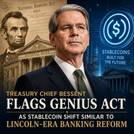 Treasury Chief Bessent Flags GENIUS Act as Stablecoin Shift Similar to Lincoln-Era Banking Reform Treasury Chief Bessent Flags Genius Act As Stablecoin Shift Similar To Lincoln-Era Banking Reform