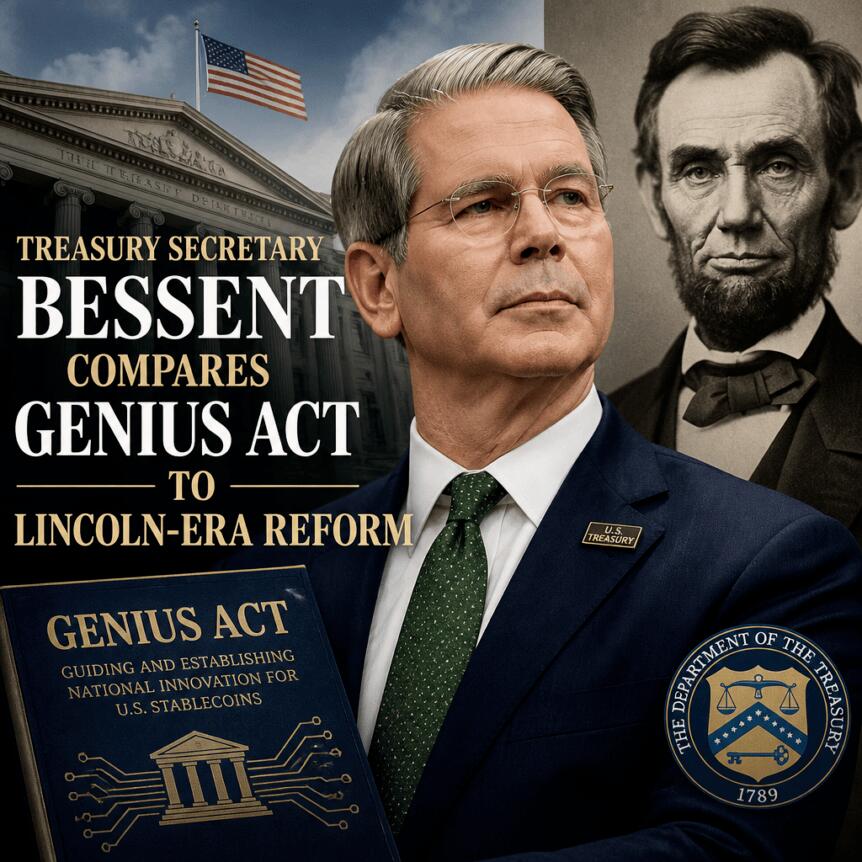 Treasury Secretary Bessent Compares GENIUS Act to Lincoln-Era Reform Treasury Secretary Bessent Compares Genius Act To Lincoln-Era Reform