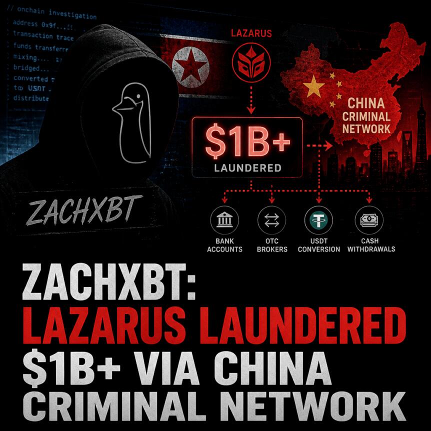 ZachXBT: Lazarus Laundered $1B+ via China Criminal Network Zachxbt: Lazarus Laundered $1b+ Via China Criminal Network