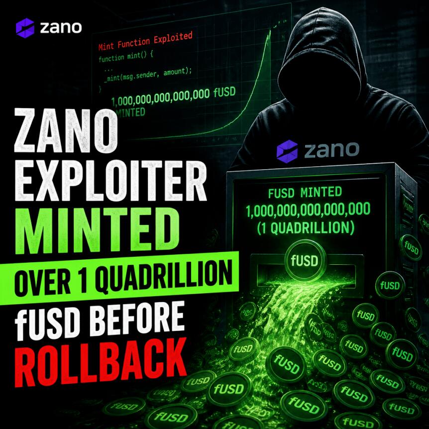Zano Exploiter Minted Over 1 Quadrillion fUSD Before Rollback Zano Exploiter Minted Over 1 Quadrillion Fusd Before Rollback