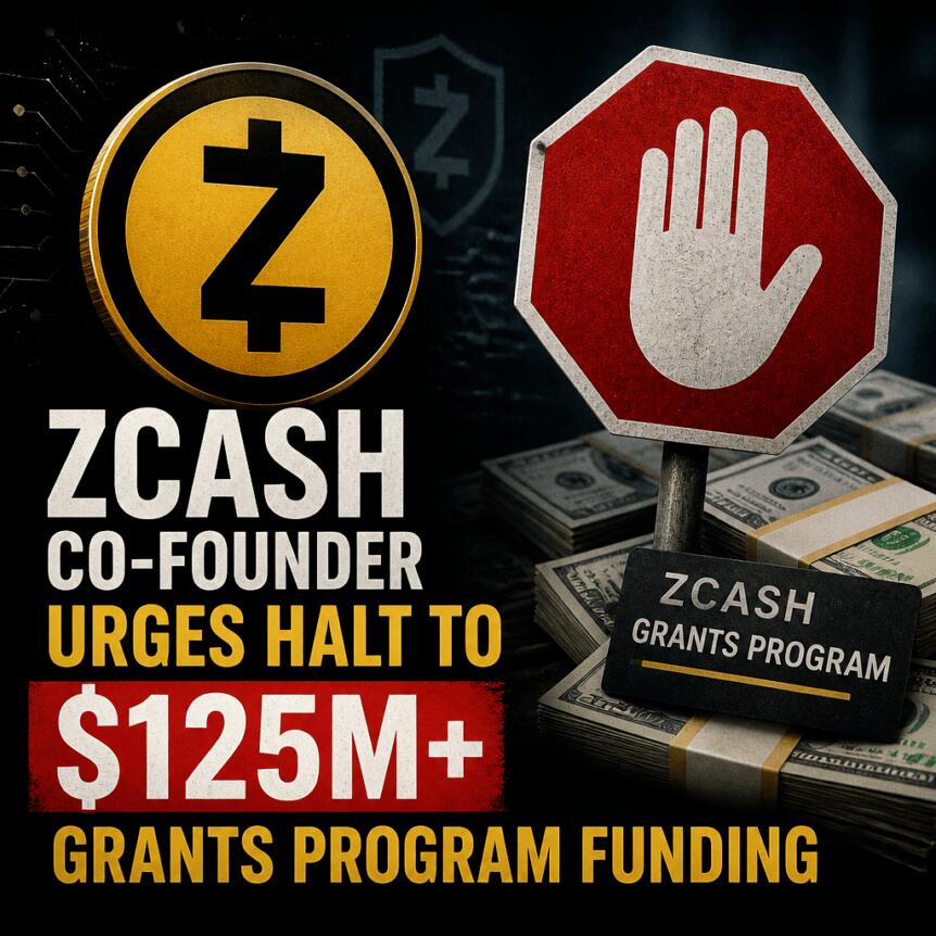 Zcash Co-Founder Urges Halt To $125m+ Grants Program Funding