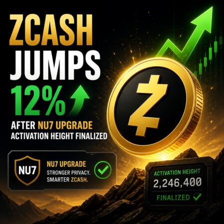 Zcash Jumps 12% After Nu7 Upgrade Activation Height Finalized