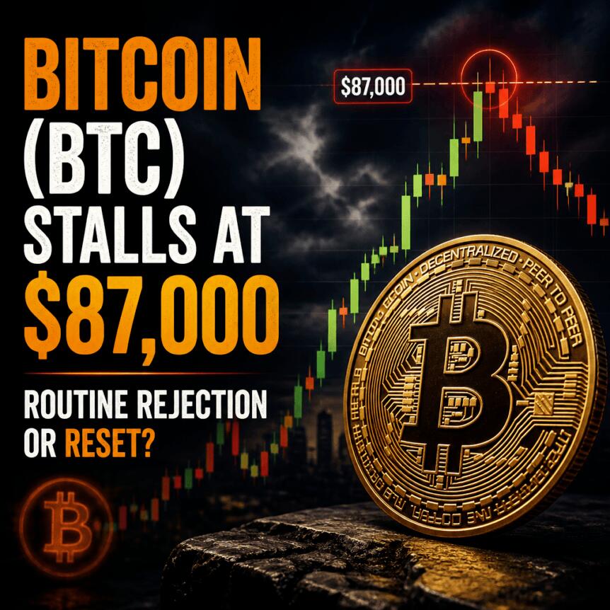 Bitcoin (BTC) Stalls At $87,000, Routine Rejection Or Reset? Bitcoin Btc Stalls At 87 000 Routine Rejection Or Reset