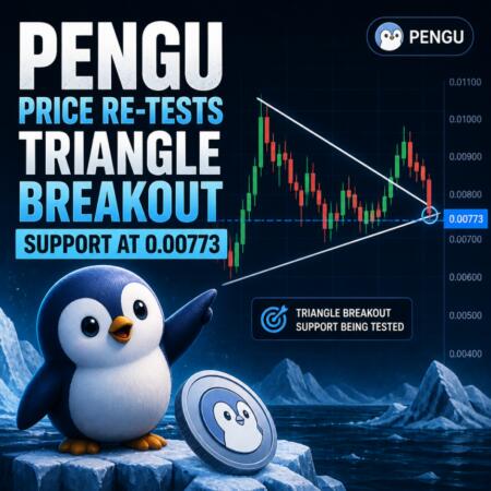 Pengu Price Re-Tests Triangle Breakout Support At 0.00773 Pengu Price Re Tests Triangle Breakout Support At 0 00773