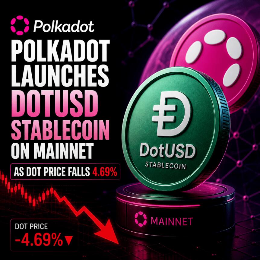 Polkadot Launches DotUSD Stablecoin On Mainnet As DOT Price Falls 4.69% Polkadot Launches Dotusd Stablecoin On Mainnet As Dot Price Falls 4 69